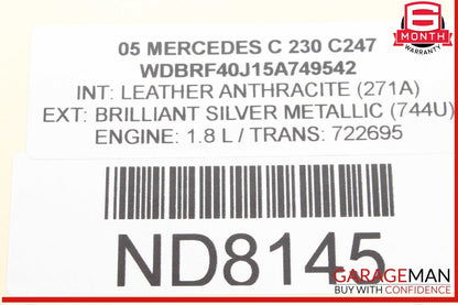 01-11 Mercedes W203 C230 C240 Trunk Lid Lock Latch Handle 2037500693 OEM