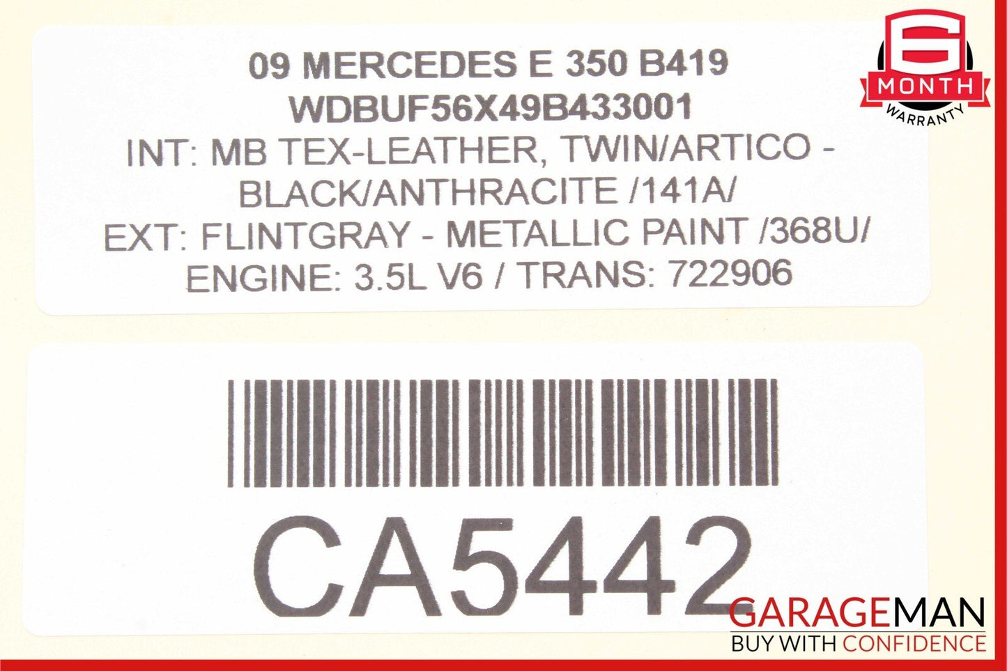 07-09 Mercedes W211 E350 E320 Front Right Lower Bottom Seat Cushion Black OEM
