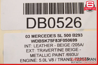 03-06 Mercedes R230 SL500 SL600 Power Steering Rack & Pinion Assembly OEM