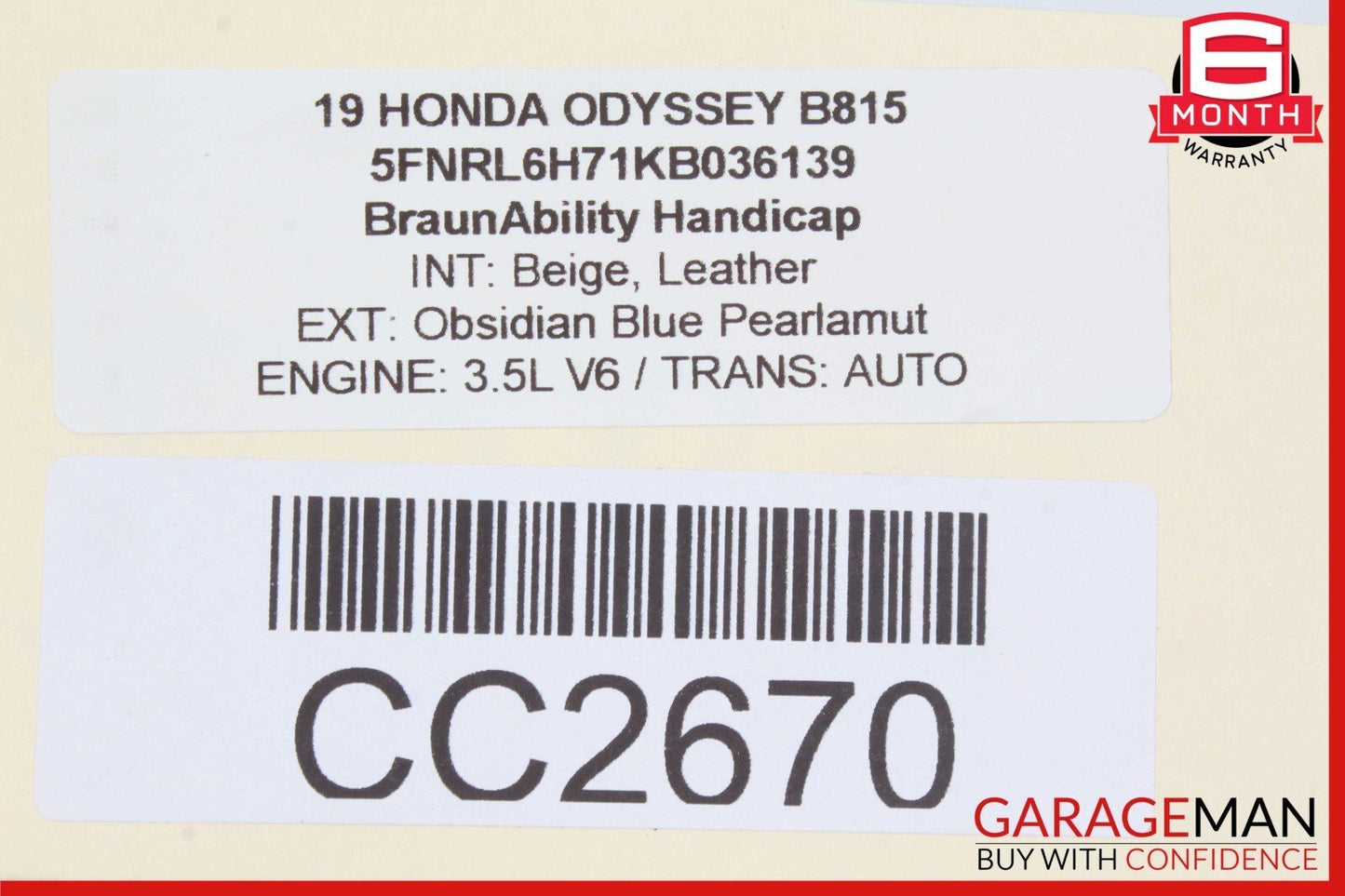 18-23 Honda Odyssey Rear Subframe Sub Frame Crossmember OEM