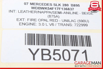05-08 Mercedes R171 SLK280 SLK350 Seat Belt Seatbelt Retractor Right Side OEM