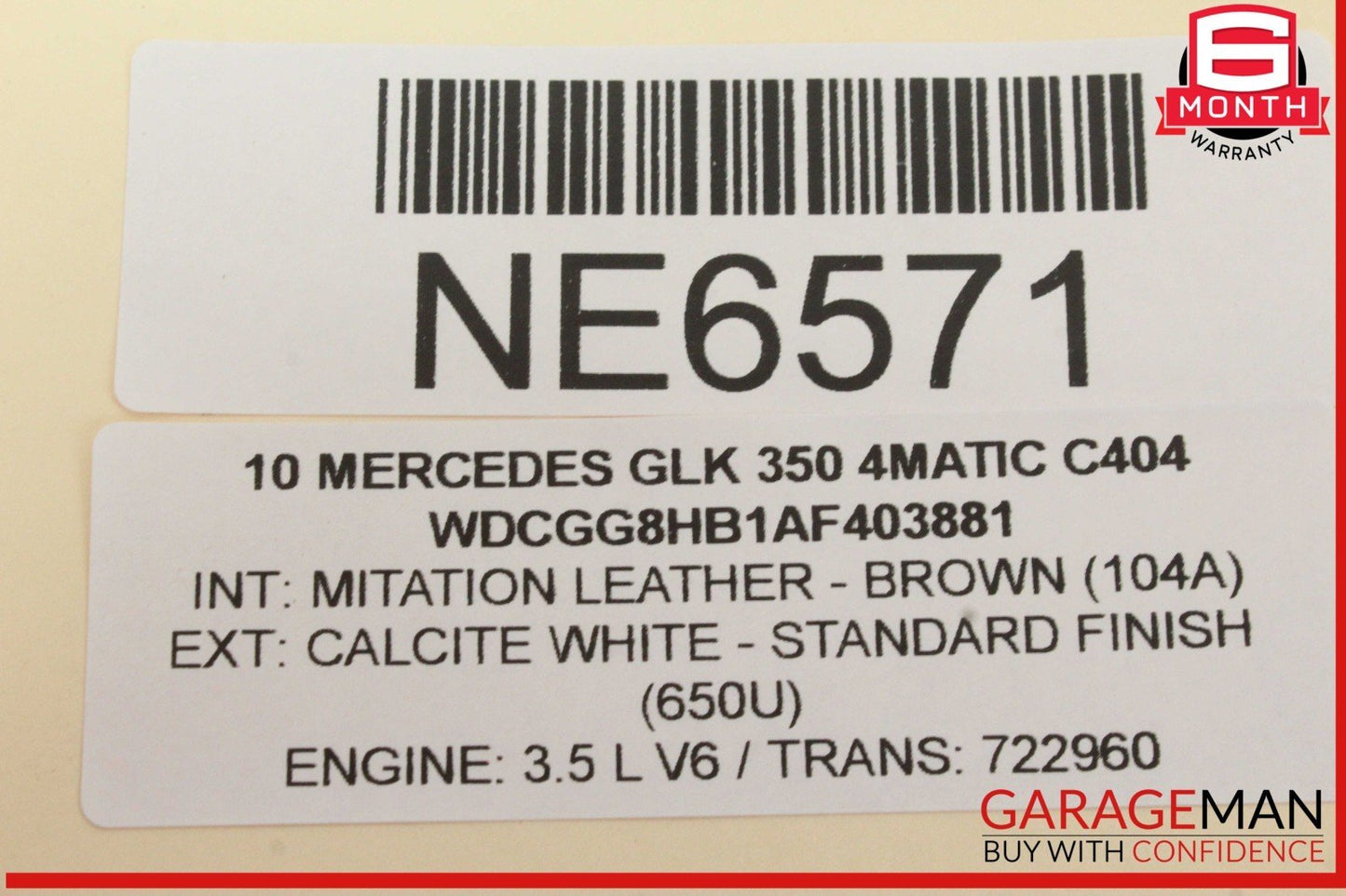 10-15 Mercedes X204 GLK350 4MATIC Rear Left Side Exterior Door Handle White OEM
