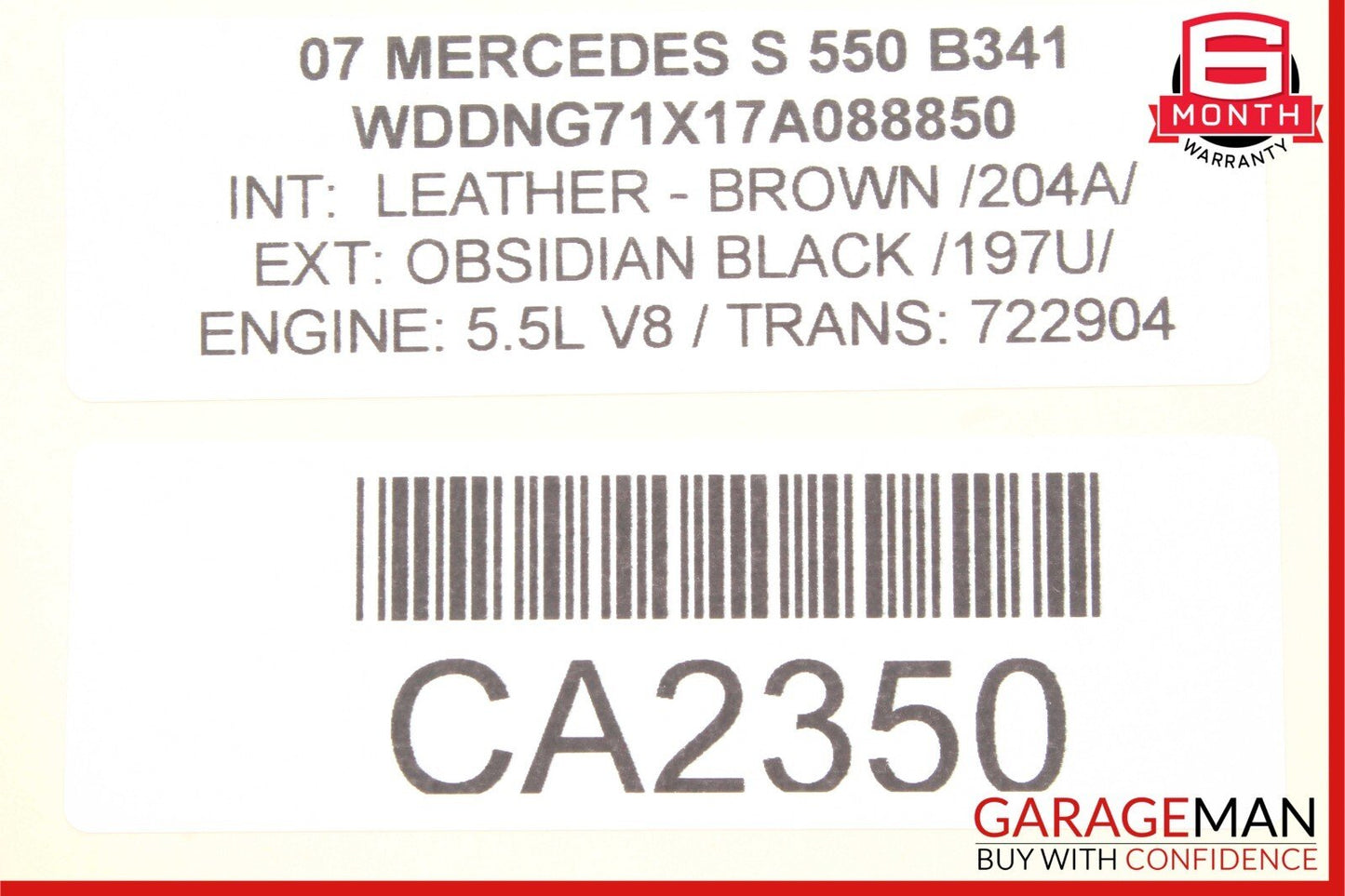 07-13 Mercedes W221 S550 S450 Rear Left / Right Overhead Vanity Mirror Brown OEM