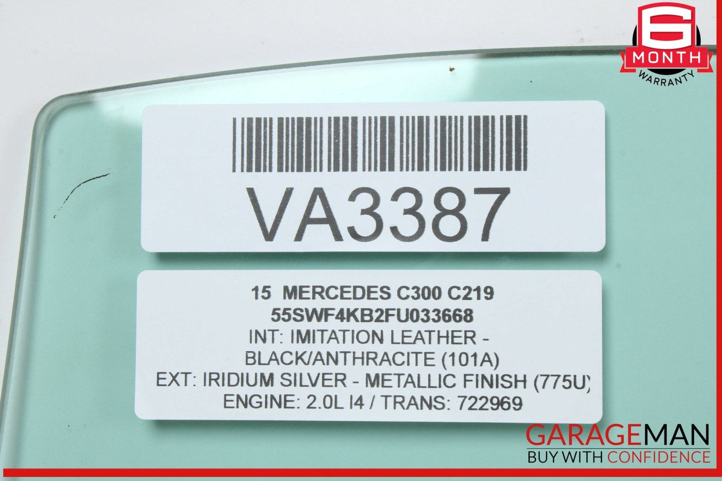 15-21 Mercedes W205 C300 C400 Rear Left Driver Side Door Window Glass OEM
