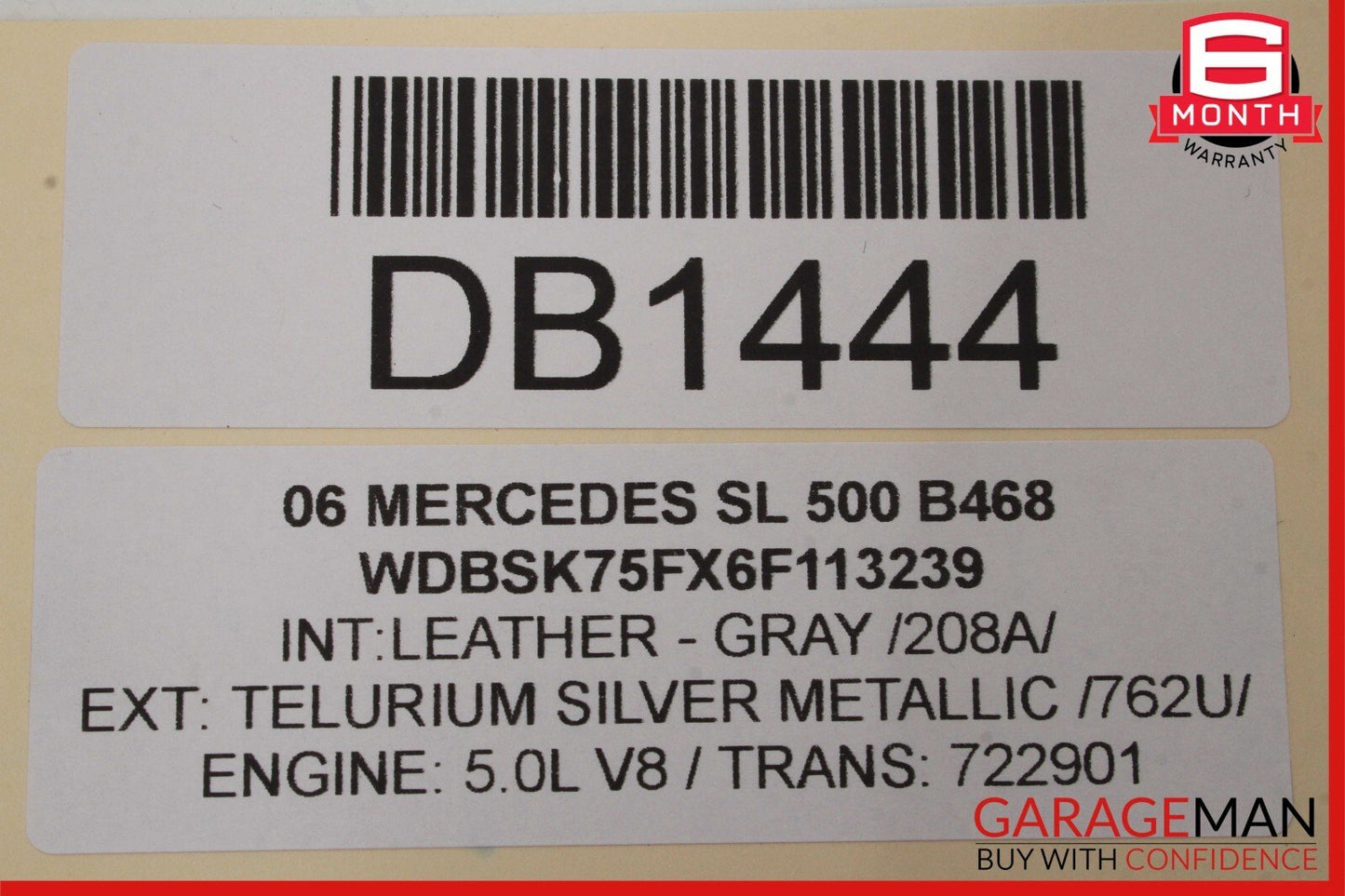03-06 Mercedes R230 SL500 SL55 AMG Front Right Interior Door Panel Gray OEM