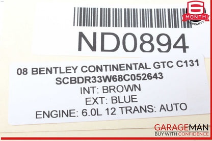 05-12 Bentley Continental GTC Engine Motor Starter 0001108228 Bosch OEM