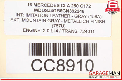 14-19 Mercedes W117 CLA250 B250 4Matic Rear Differential Diff Axle Carrier OEM
