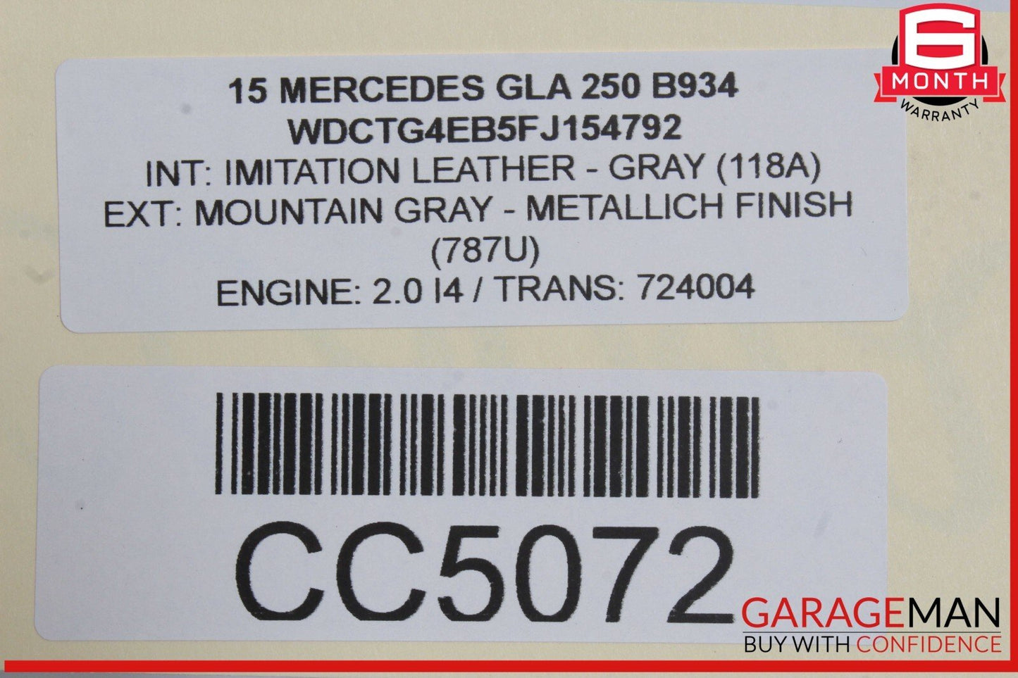 15-20 Mercedes X156 GLA250 Rear Left Driver Side Interior Door Panel OEM