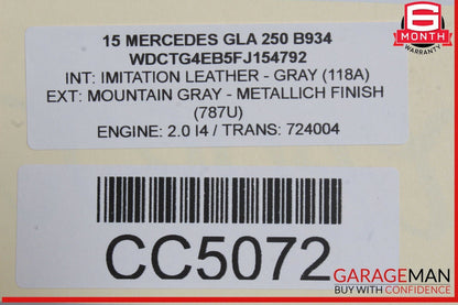 15-20 Mercedes X156 GLA250 Rear Left Driver Side Interior Door Panel OEM