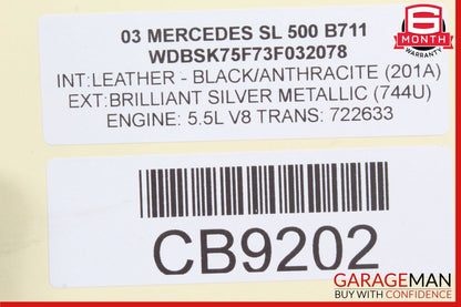 03-12 Mercedes R230 SL500 Rear Right Side Wheel Spindle Knuckle Hub Bearing OEM