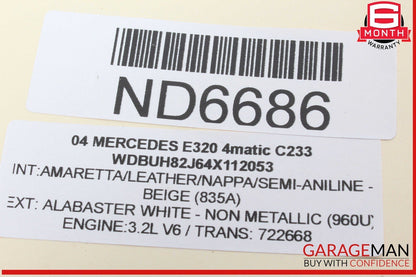03-09 Mercedes W211 E320 4MATIC Hazard Switch Control Panel 2116800552 OEM