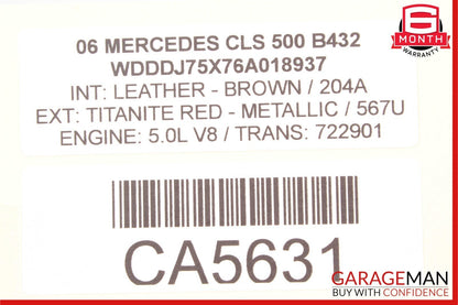 06-11 Mercedes W219 CLS500 CLS550 Front Upper Radiator Support Tie Bracket Bar