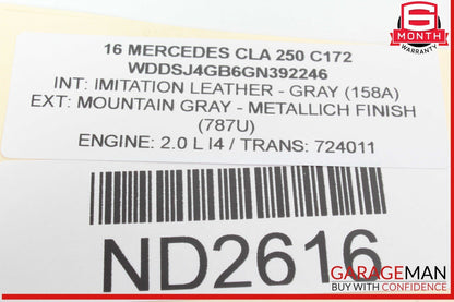 14-19 Mercedes W117 CLA250 Right Passenger Side Exterior Door Handle Keyless Go