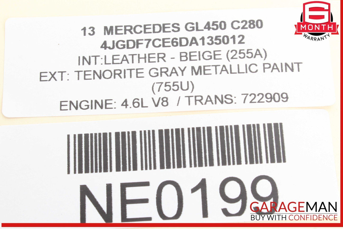 12-16 Mercedes X166 GL450 Rear Left Driver Side Exterior Door Handle Gray OEM