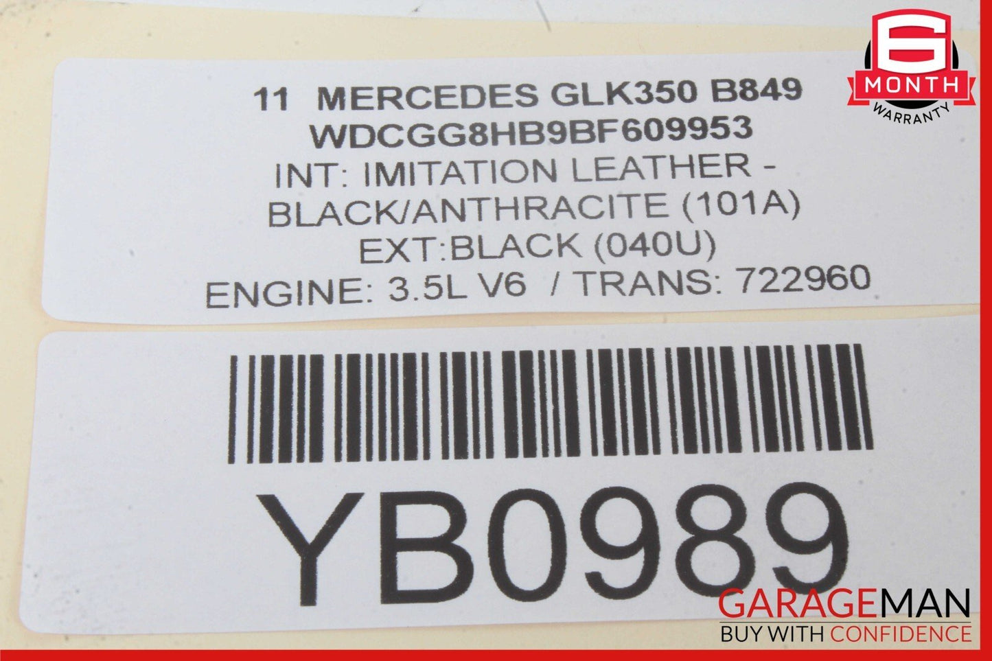 10-16 Mercedes X204 GLK350 E350 E400 Interior Rear View Mirror Assembly Grey OEM