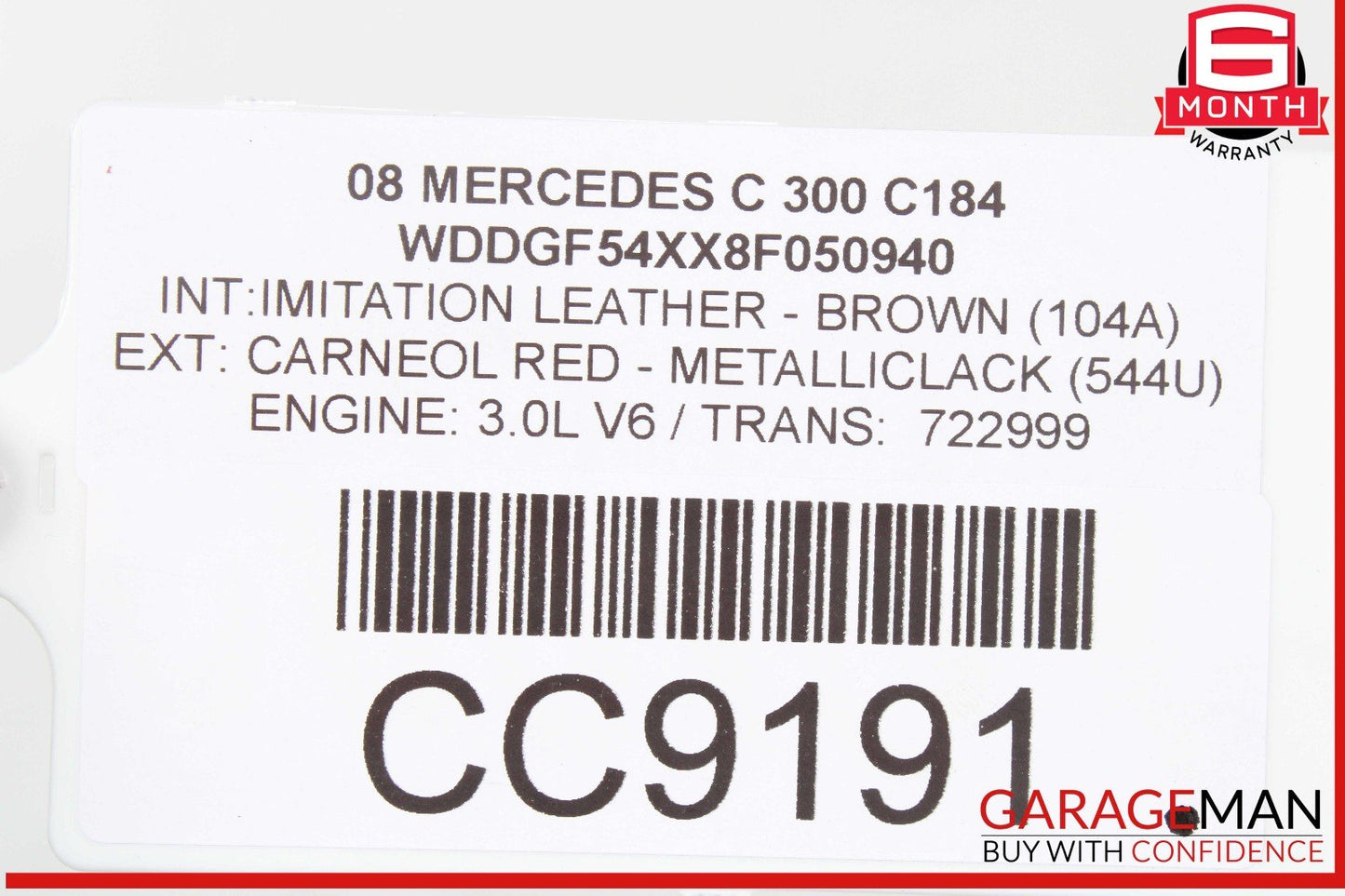 08-11 Mercedes W204 C350 C300 Front Bumper Cover Assembly Carneol Red OEM