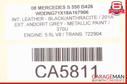 07-09 Mercedes W221 S550 S450 Rear Right / Left Side Overhead Vanity Mirror Grey