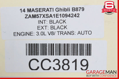 14-17 Maserati Ghibli Front Right Passenger Side Interior Door Panel Cover Black