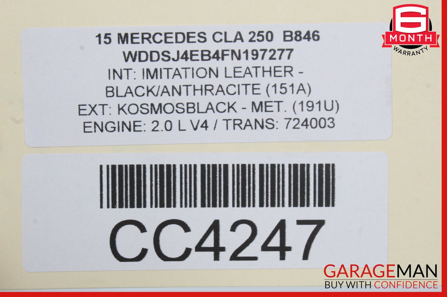 14-18 Mercedes W117 CLA250 Front Left Driver Side Wing Fender Panel Cover Black