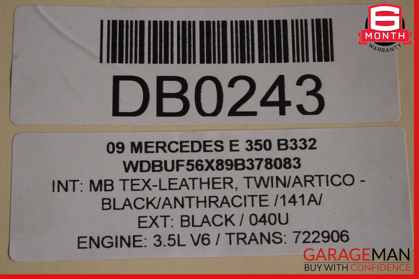 07-09 Mercedes W211 E350 Front Right or Left Top Upper Seat Cushion Black OEM