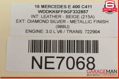 10-17 Mercedes W207 E400 Front Left Driver Side Exterior Door Handle Silver OEM