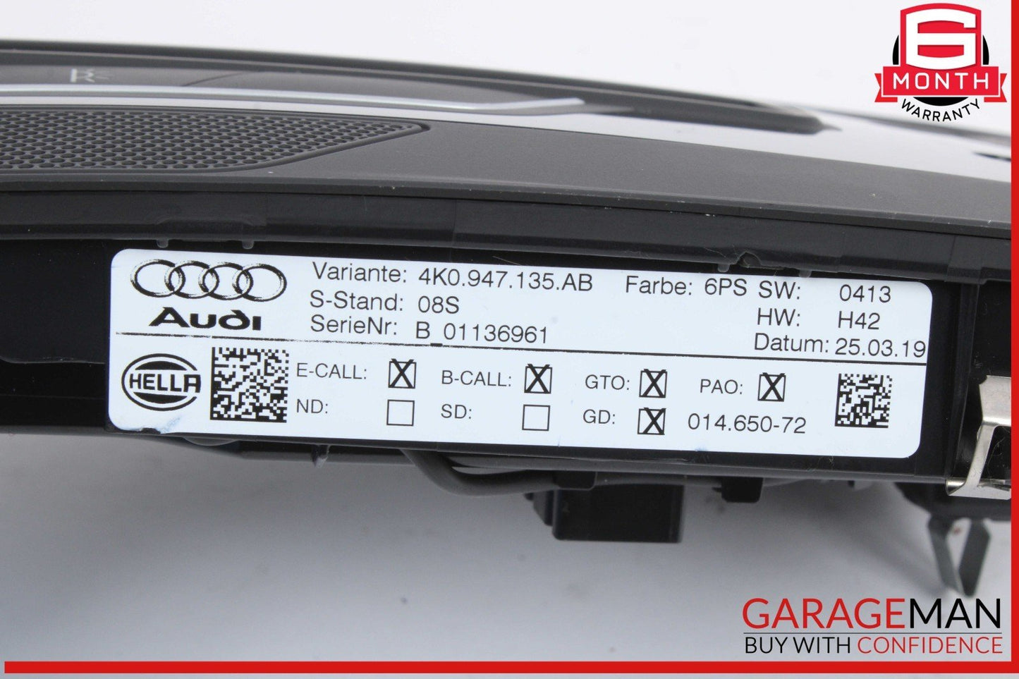 17-24 Audi S5 RS5 A4 A5 S4 Front Console Overhead Dome Light 4K0947135AB OEM