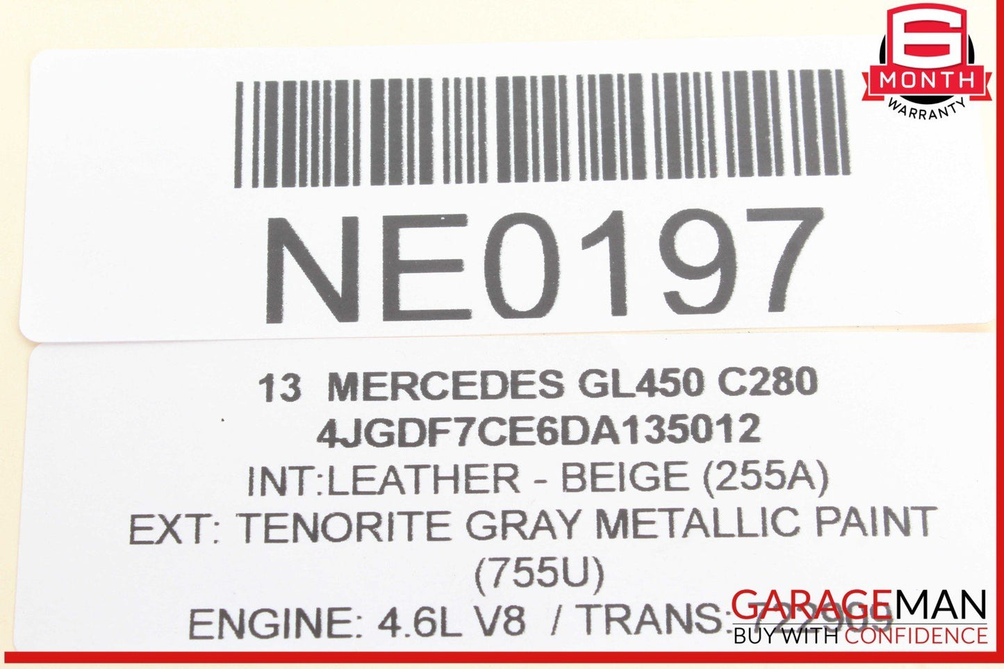 12-16 Mercedes X166 GL450 Right Passenger Side Exterior Door Handle Gray OEM