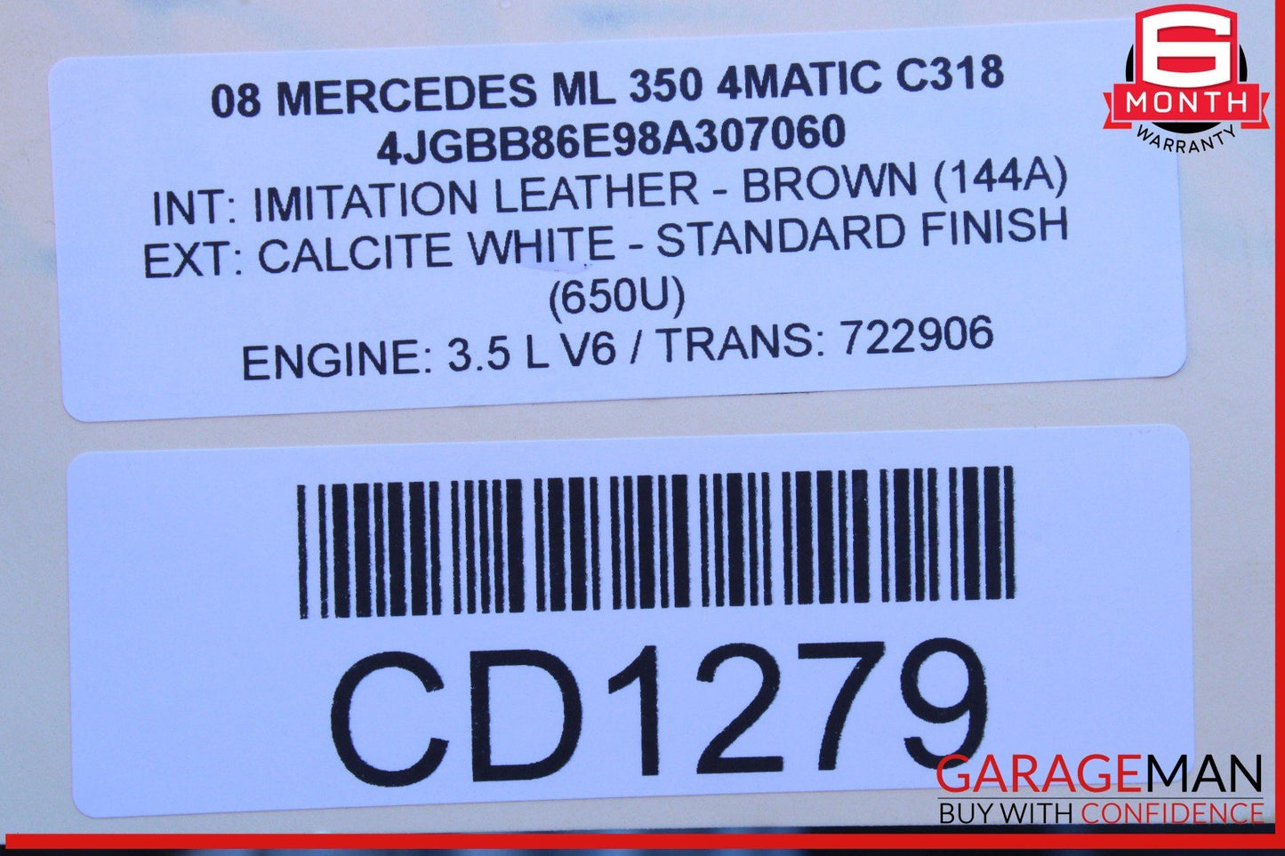 06-11 Mercedes W164 ML350 ML550 Left Driver Side Fender Assembly OEM