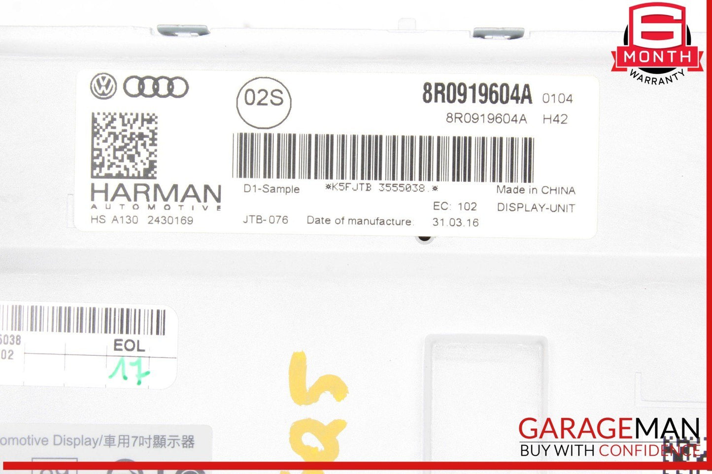 14-16 Audi SQ5 Front Dash Info GPS Navigation Display Screen Monitor OEM