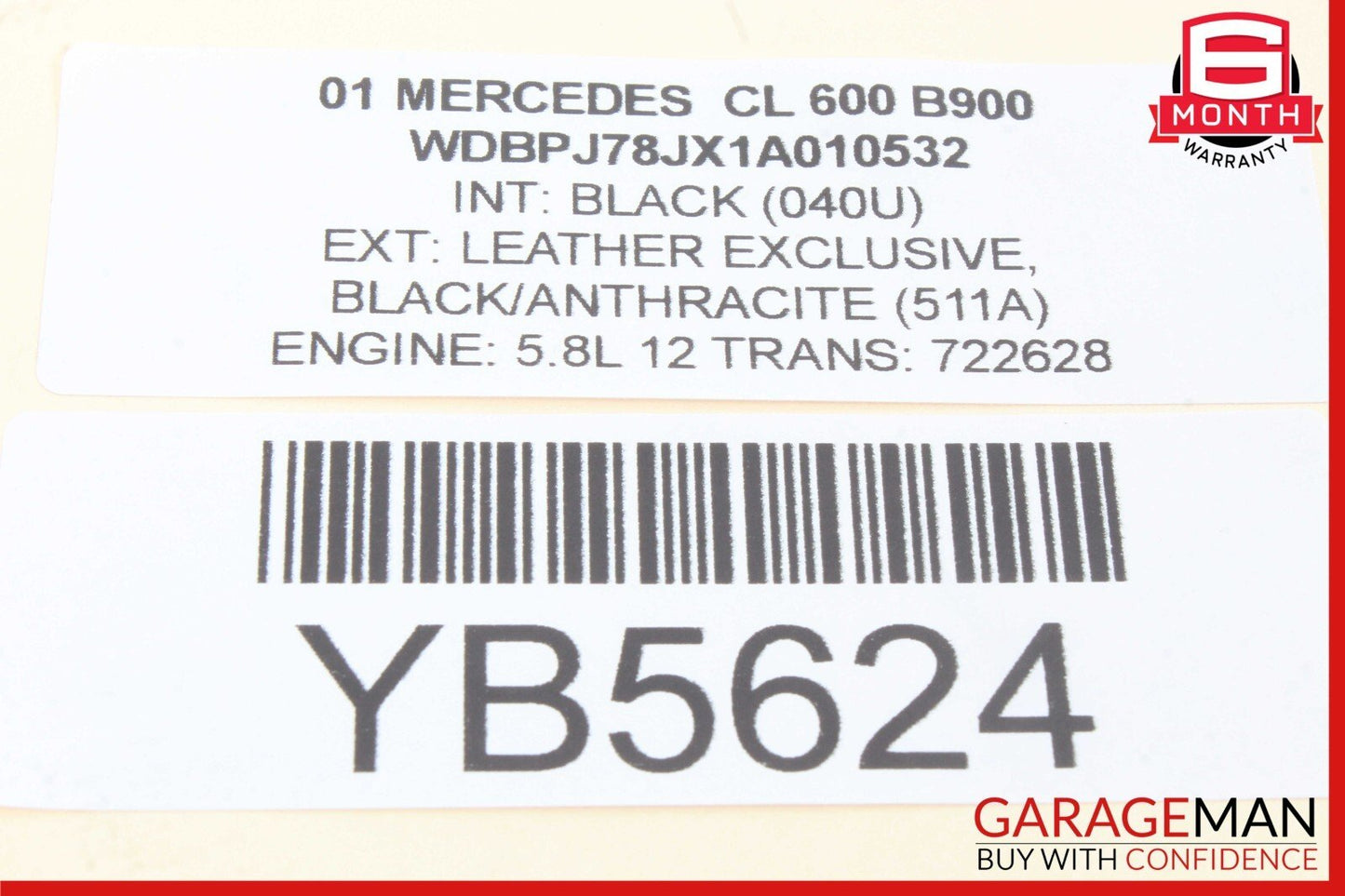 00-06 Mercedes W215 CL600 Front Right / Left Seat Head Rest Headrest Black
