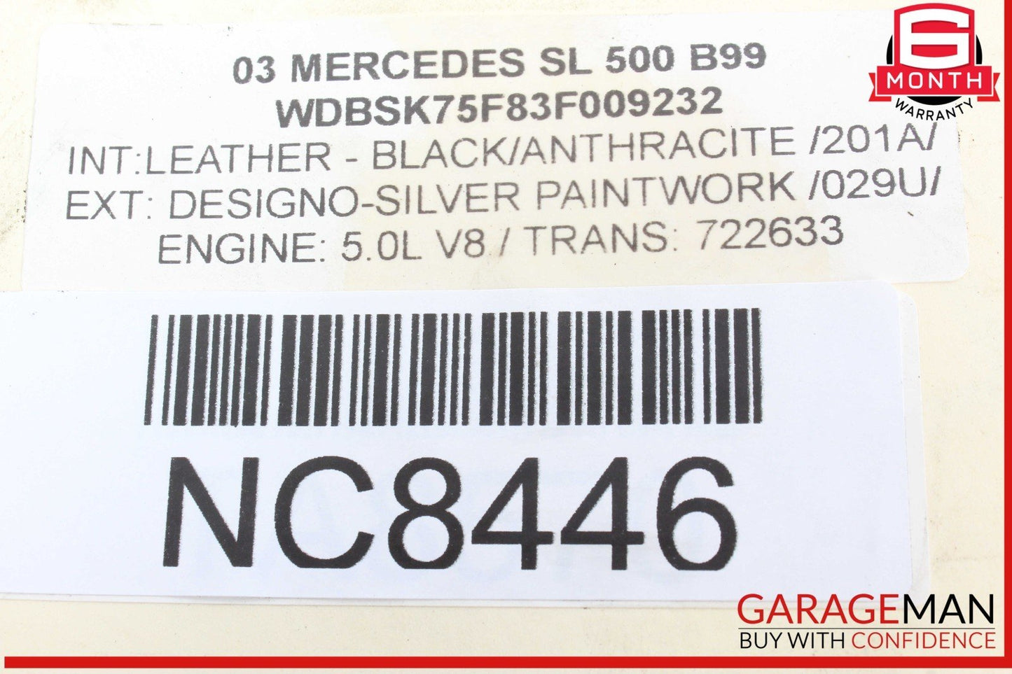 03-12 Mercedes R230 SL500 SL55 AMG Rear Right Side Quarter Window Glass OEM