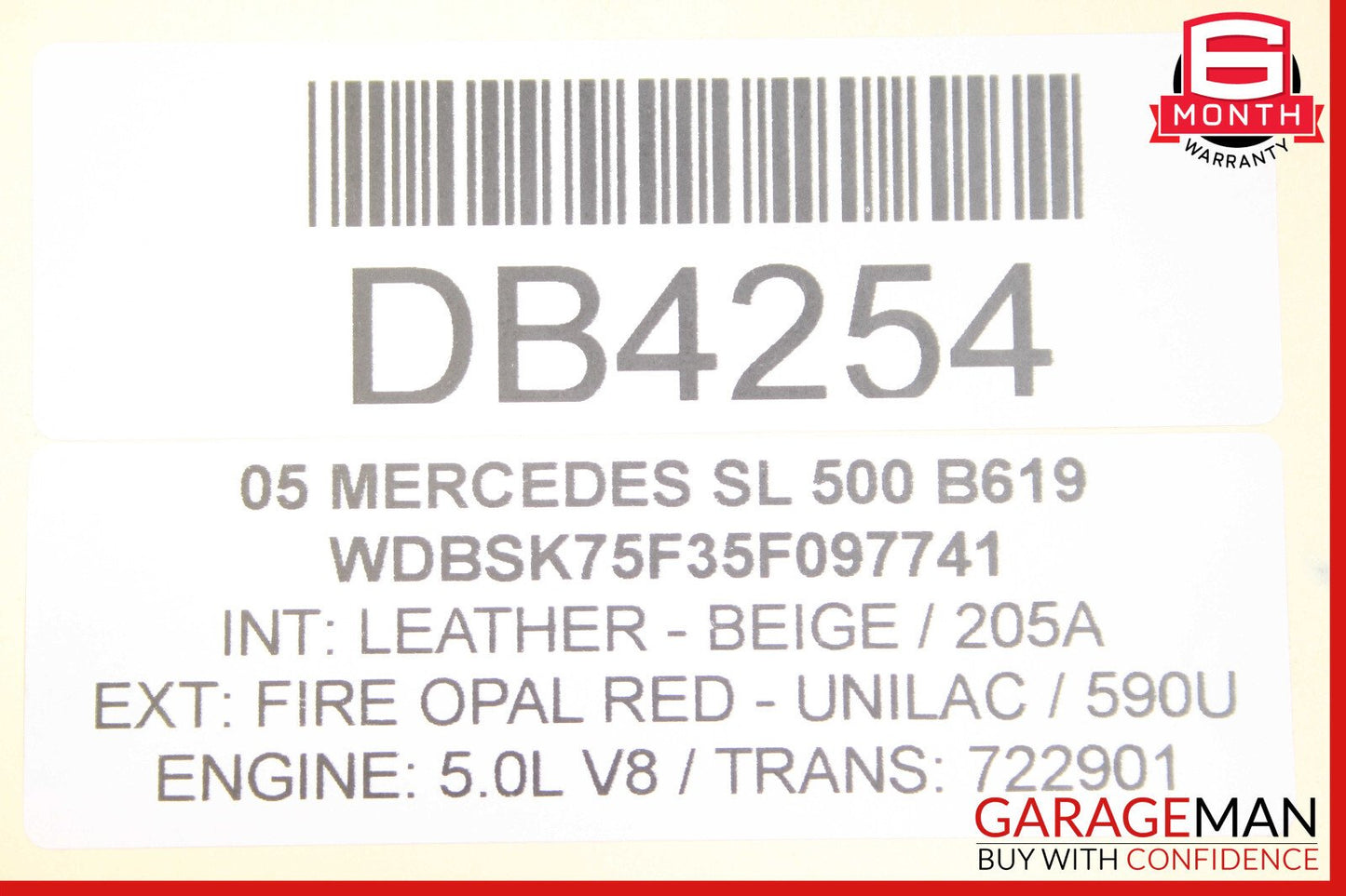 03-08 Mercedes R230 SL500 SL600 Front Right Side Fender Panel Fire Opal Red OEM