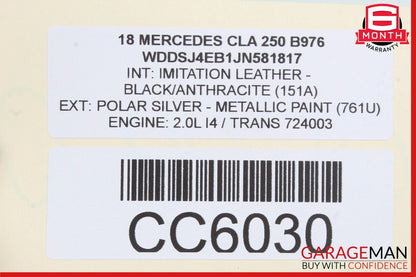 14-20 Mercedes W117 CLA250 Front Left Side Top Upper Seat Cushion Cover OEM