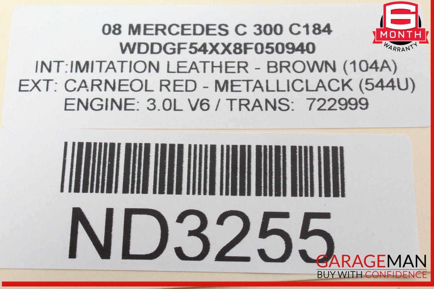08-11 Mercedes W204 C300 C350 C63 AMG Interior Top Upper Rear View Mirror OEM