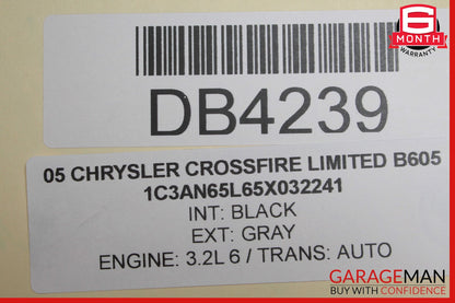 04-08 Chrysler Crossfire Rear Bumper Cover Panel Gray OEM