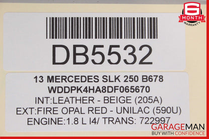 12-16 Mercedes R172 SLK250 Front Right Interior Door Panel Cover Trim Assy Beige