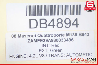 07-16 Maserati GranTurismo Quattroporte 4.2L Rear Differential Diff Axle Carrier