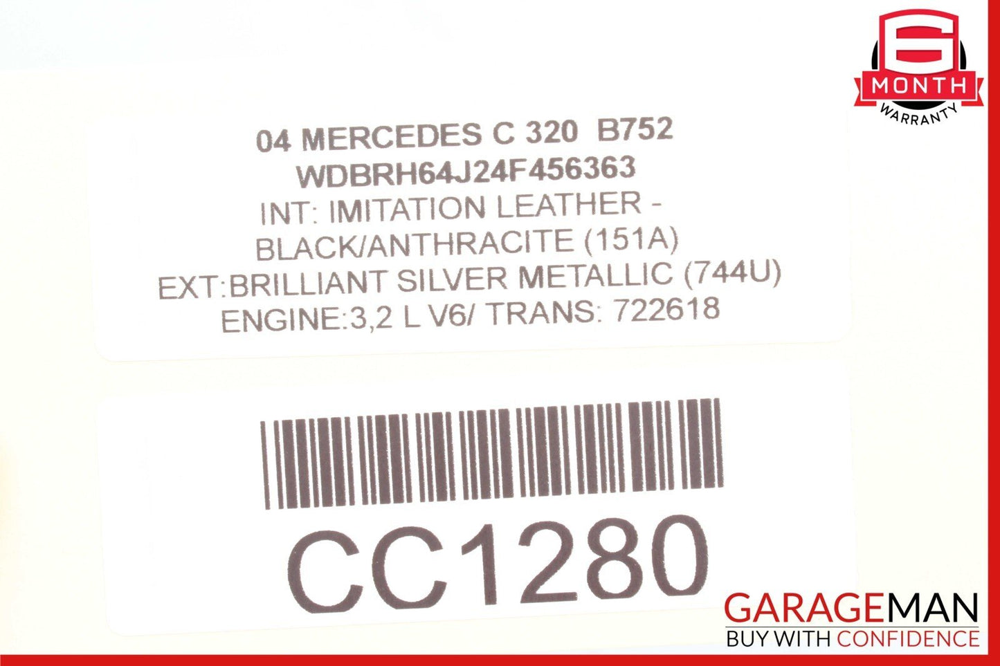 01-04 Mercedes W203 C320 Fuel Injection Rail Line w/ Injectors 1120700895 OEM