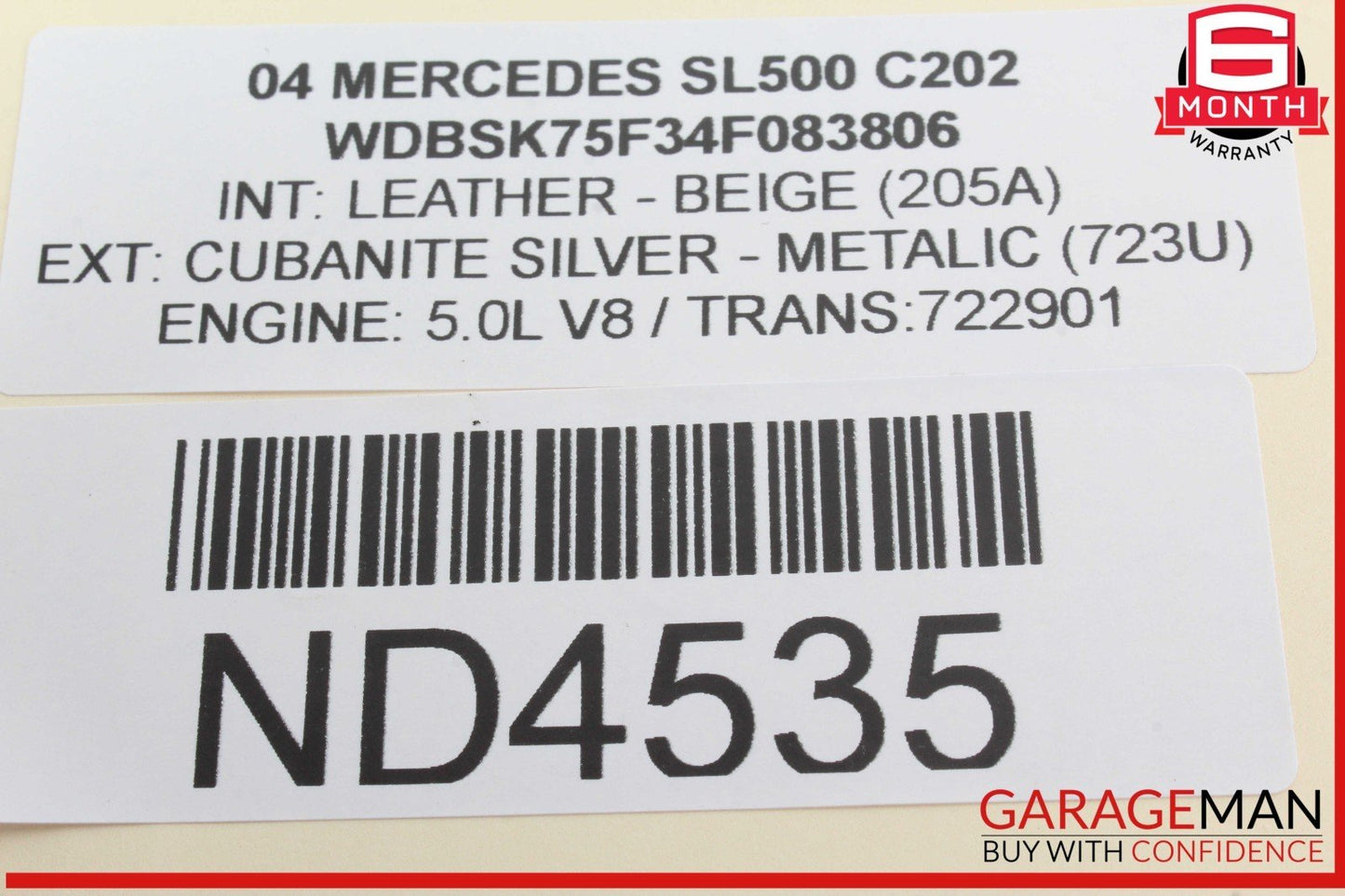 03-04 Mercedes R230 SL500 SL55 AMG Front Overhead Top Upper Dome Light Lamp OEM