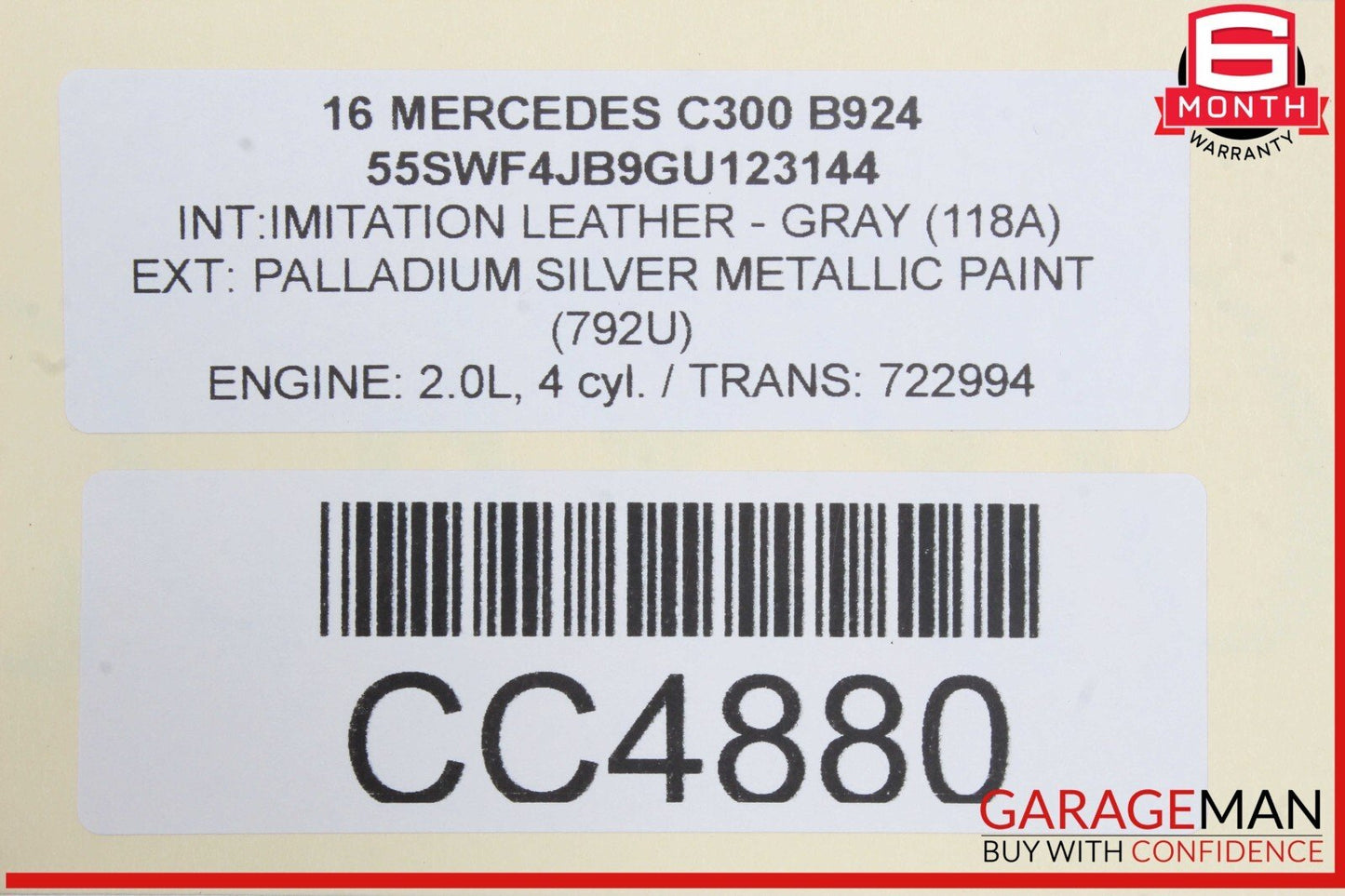 15-21 Mercedes W205 C300 C350e C400 Rear Right Side Interior Door Panel OEM