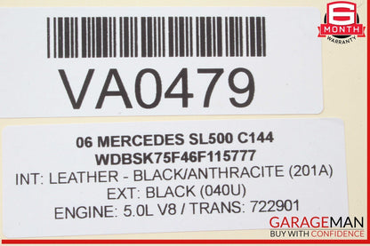 03-06 Mercedes R230 SL500 Interior Front Top Upper Rear View Mirror Black OEM