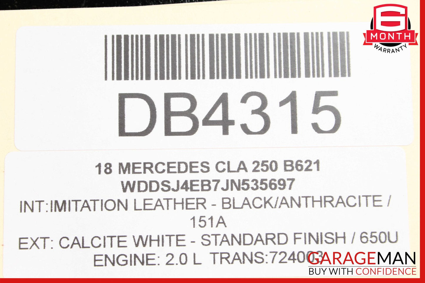 14-18 Mercedes W117 CLA250 Rear Right Side Interior Door Trim Panel Cover OEM