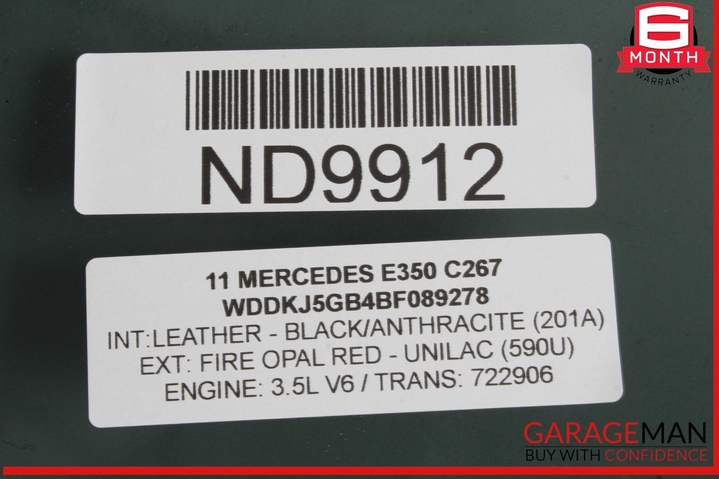 11-17 Mercedes W207 E350 Convertible Rear Left Side Quarter Door Window Glass