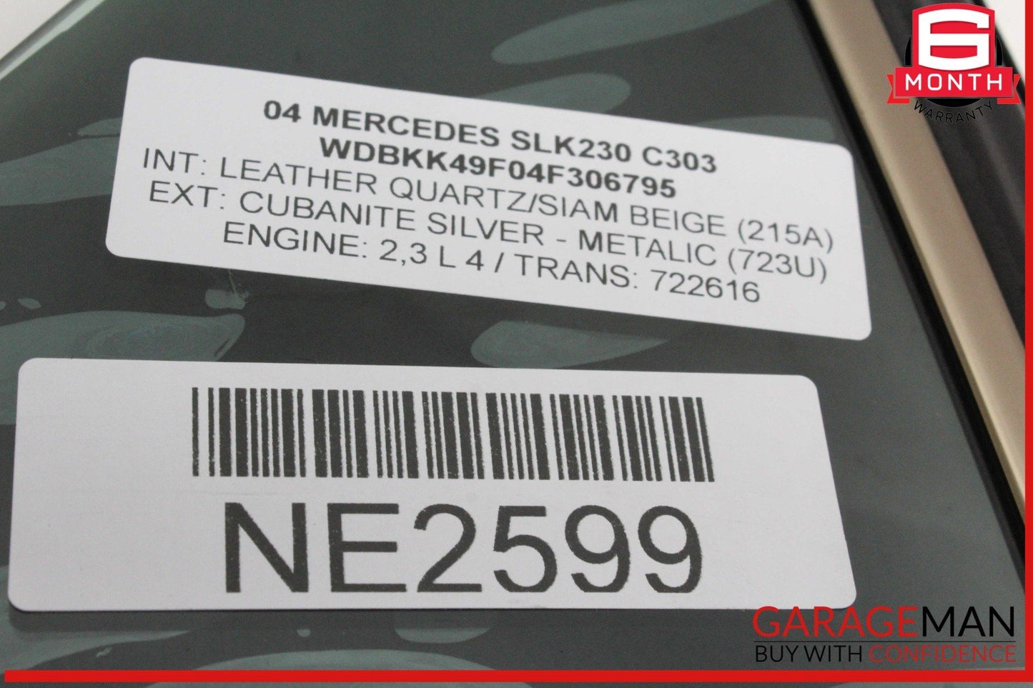 97-04 Mercedes R170 SLK230 Rear Right Side Quarter Window Glass w/ Motor OEM