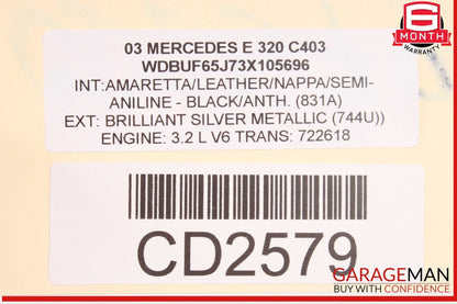 03-06 Mercedes-Benz E320 W211 Power Steering Gear Rack & Pinion 2114603200