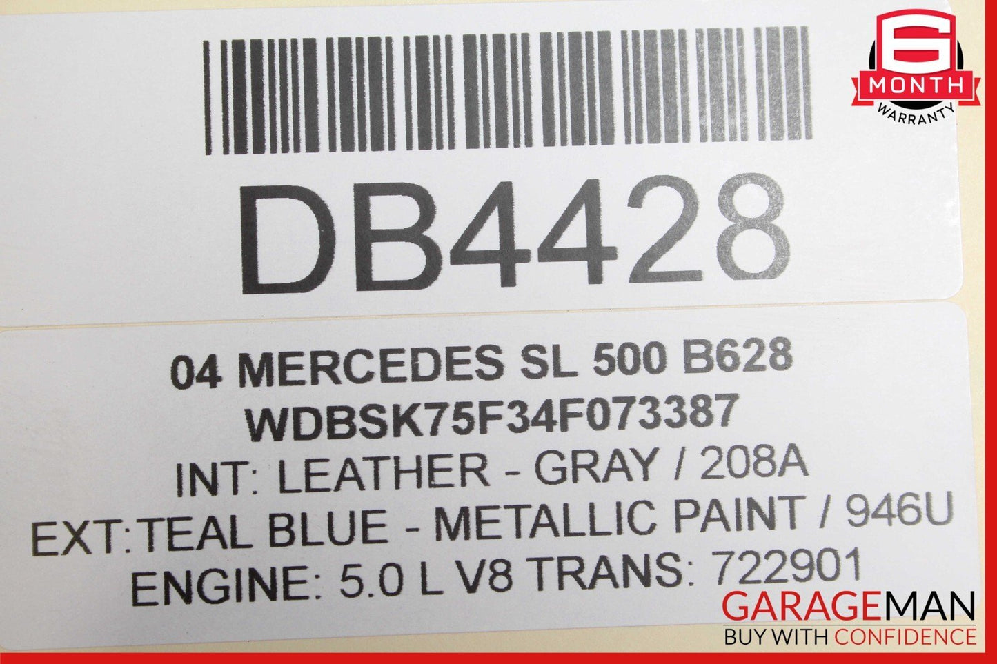 03-12 Mercedes R230 SL500 SL550 Rear Back Window Windshield Glass Panel Clear