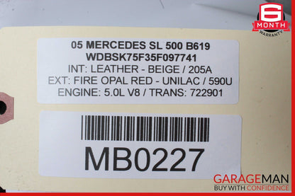 03-12 Mercedes R230 SL500 SL55 AMG Front Left Side Under Seat Control Module OEM