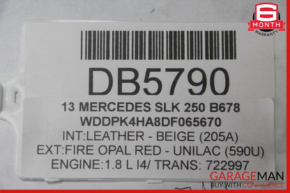 12-16 Mercedes R172 SLK250 AMG Sport Left Side Rocker Skirt Molding Panel Red