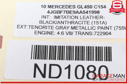 06-12 Mercedes X164 GL450 GL550 Front Right Side Sun Visor Sunvisor Shade OEM