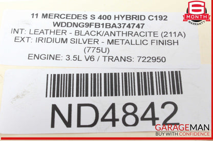 05-12 Mercedes W221 S400 Hybrid Left Side Engine Camshaft Cam Shaft Exhaust OEM